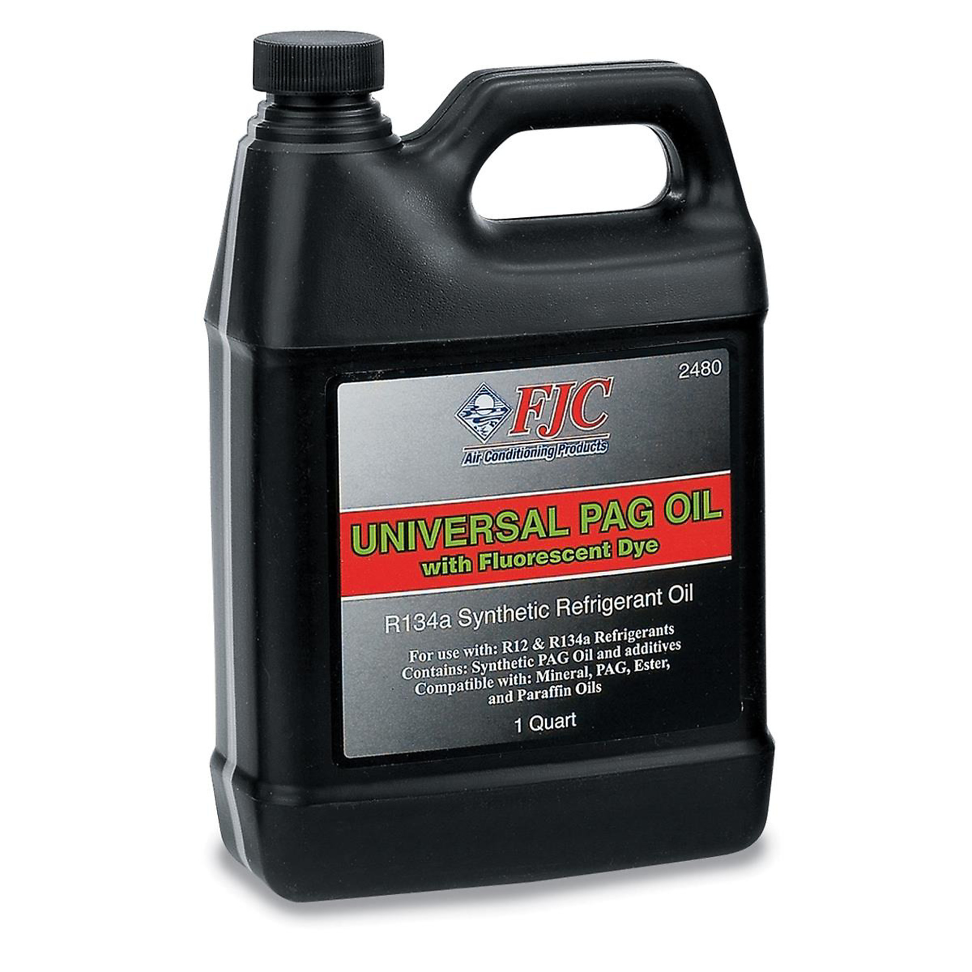 FJC Oil A/C PAG with Dye — 1 Quart, Compatible with R-134a and R-12, UV Detectable, Model# FJC2480